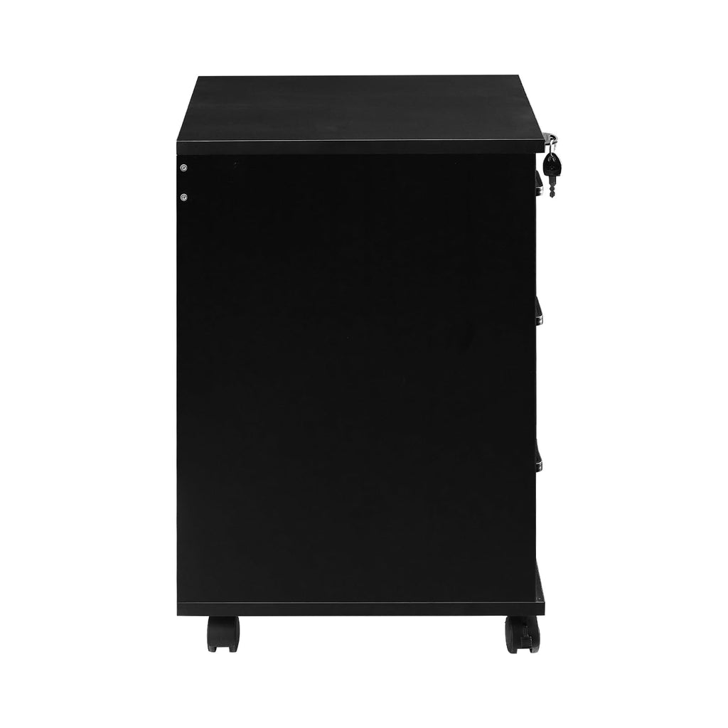 3 Drawer Black File Cabinet with Lock V9825