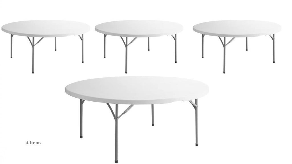 White 72 Inch Round Plastic Folding Table B342