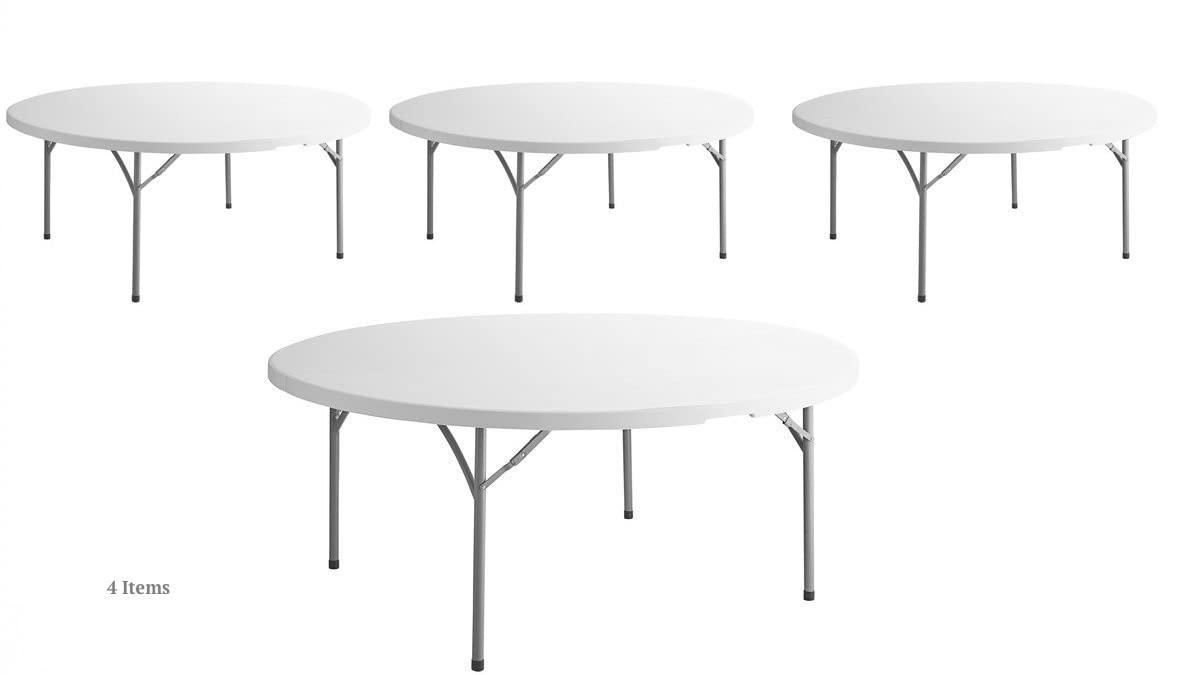 White 72 Inch Round Plastic Folding Table B342