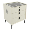 Beige White Smart LED Nightstand with USB Charging M551