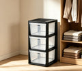 Black 3 Drawer Plastic Storage Tower T247152