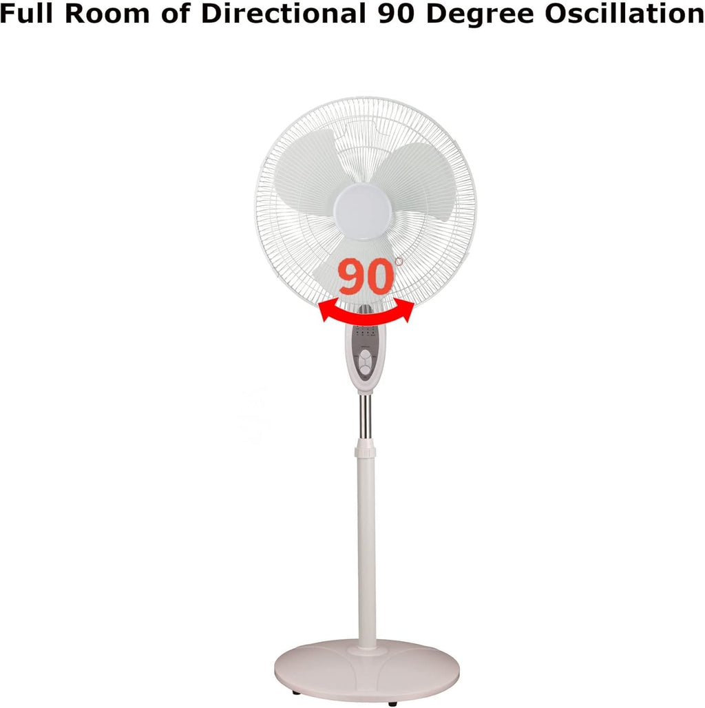 16-Inch Oscillating Stand Fan with Remote Control, White D430017