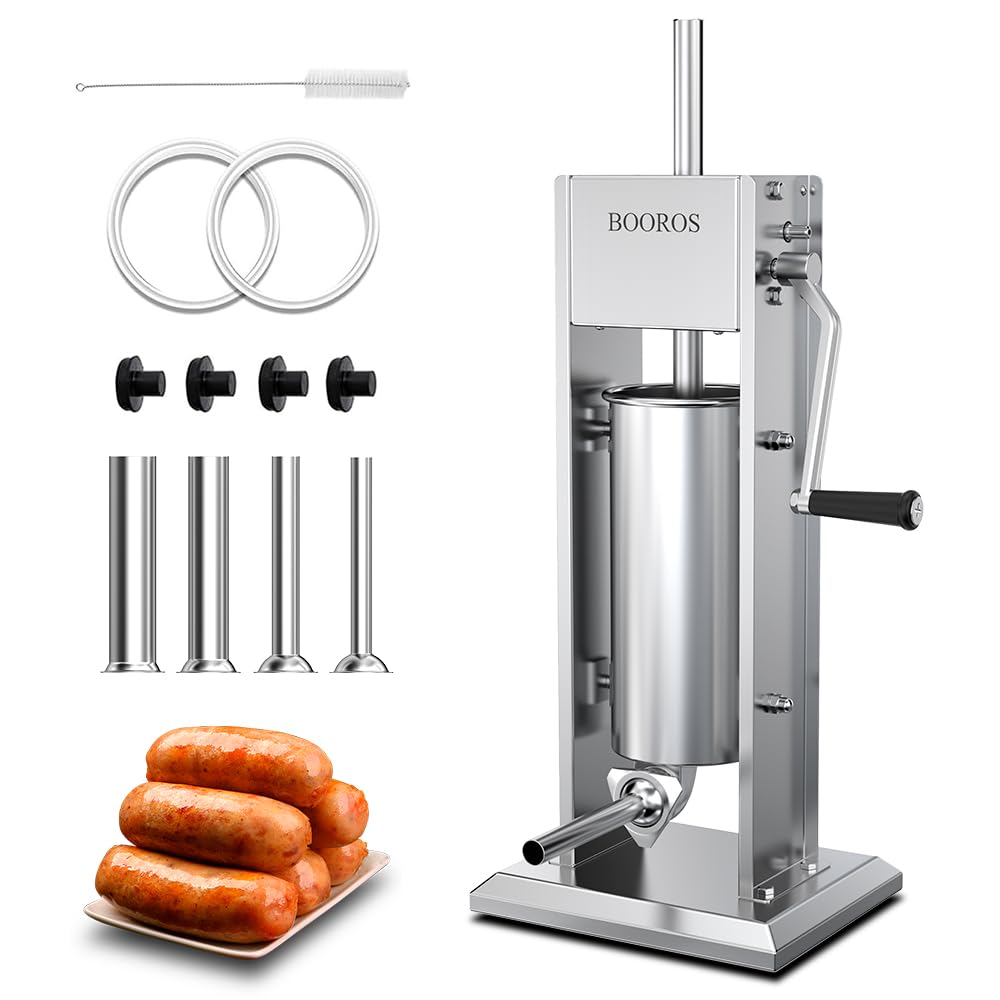 Manual Sausage Stuffer, 11Lbs/5L Meat Stuffer, 4 Stuffing Tubes P172