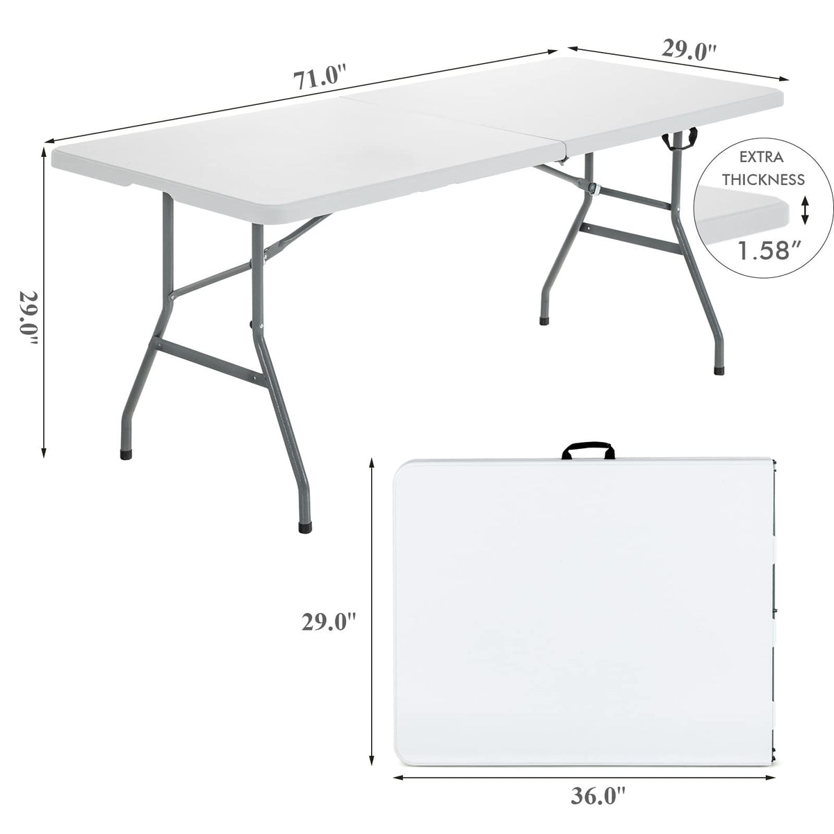 White 6ft Folding Plastic Table M39662