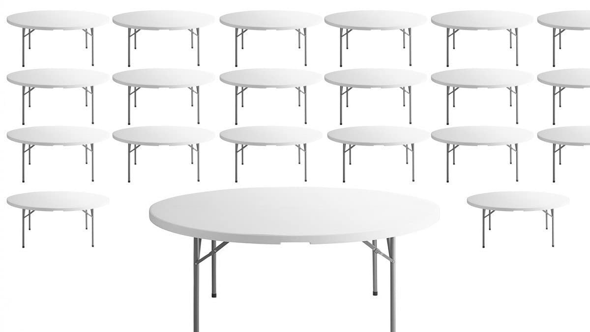 White 72 Inch Round Plastic Folding Table N546144