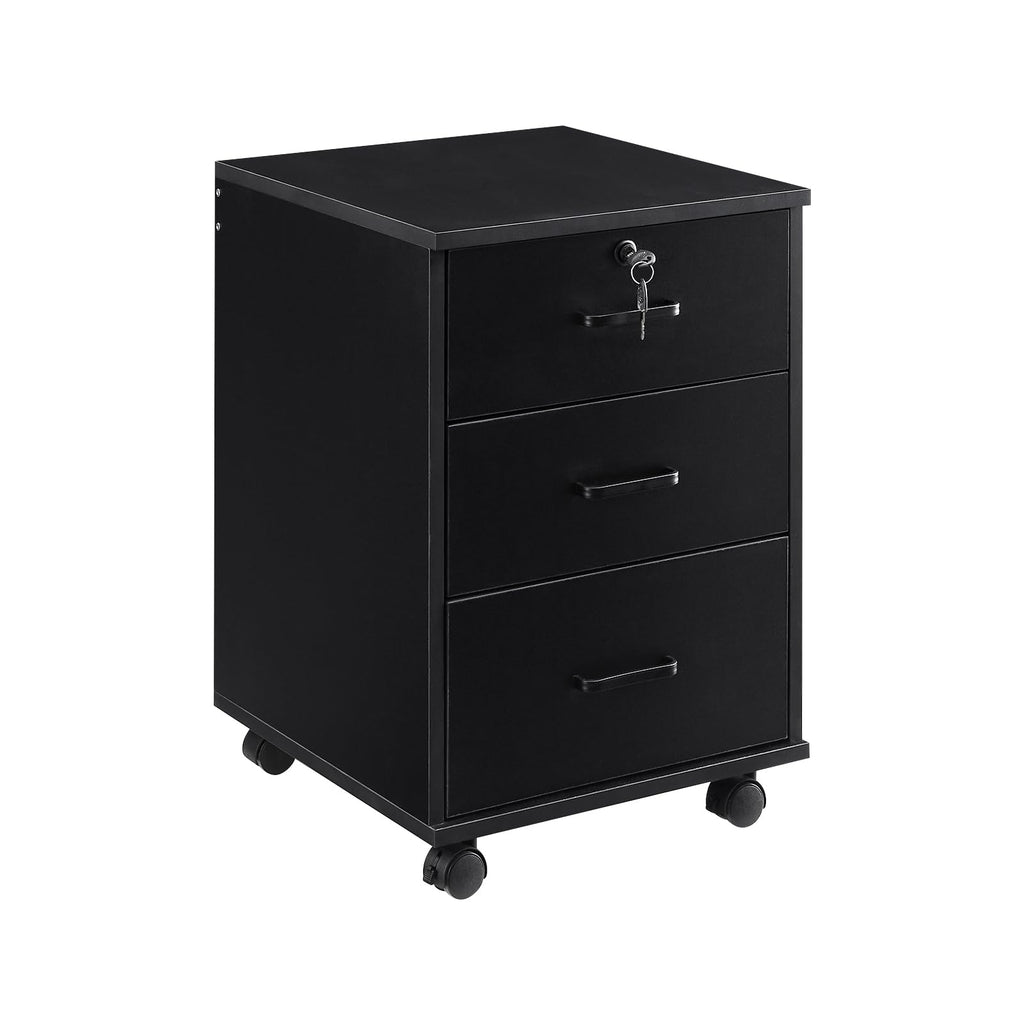 3 Drawer Black File Cabinet with Lock V9825