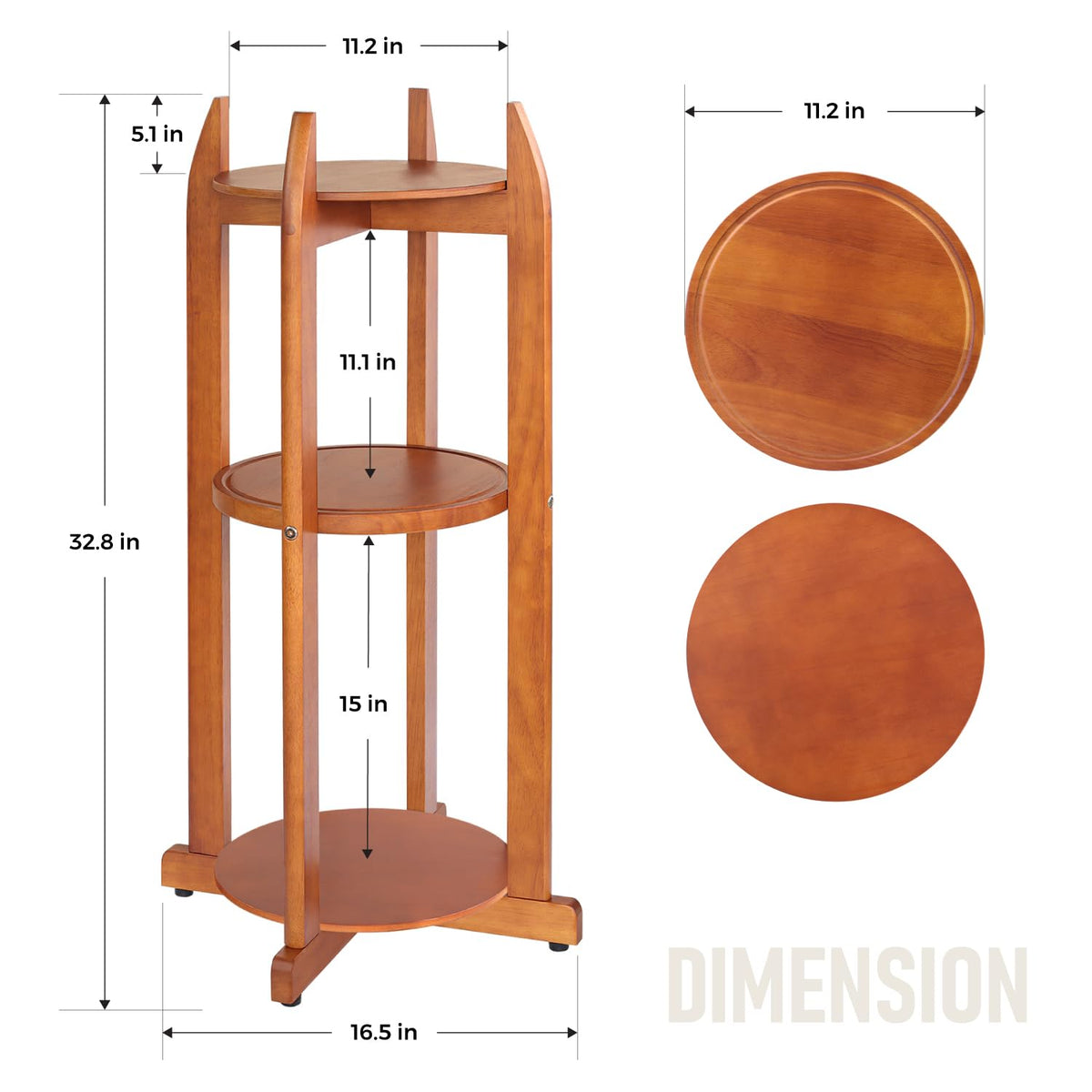 Solid Wood Water Dispenser Floor Stand with 3 Shelves G89493