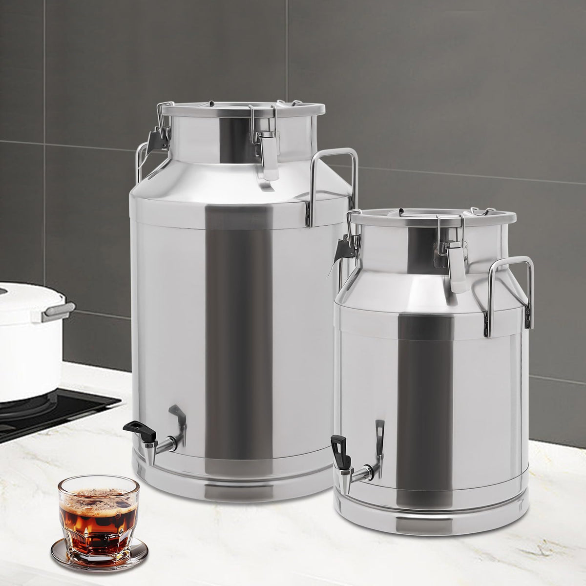 304 Stainless Steel Milk Can with Sealed Lid G367641