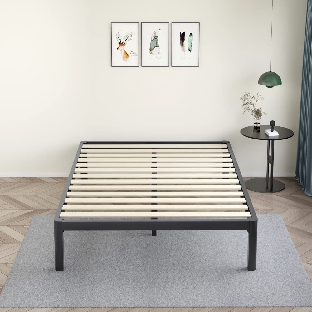 18 Inch Queen Platform Bed Frame with Wooden Slats Y2754