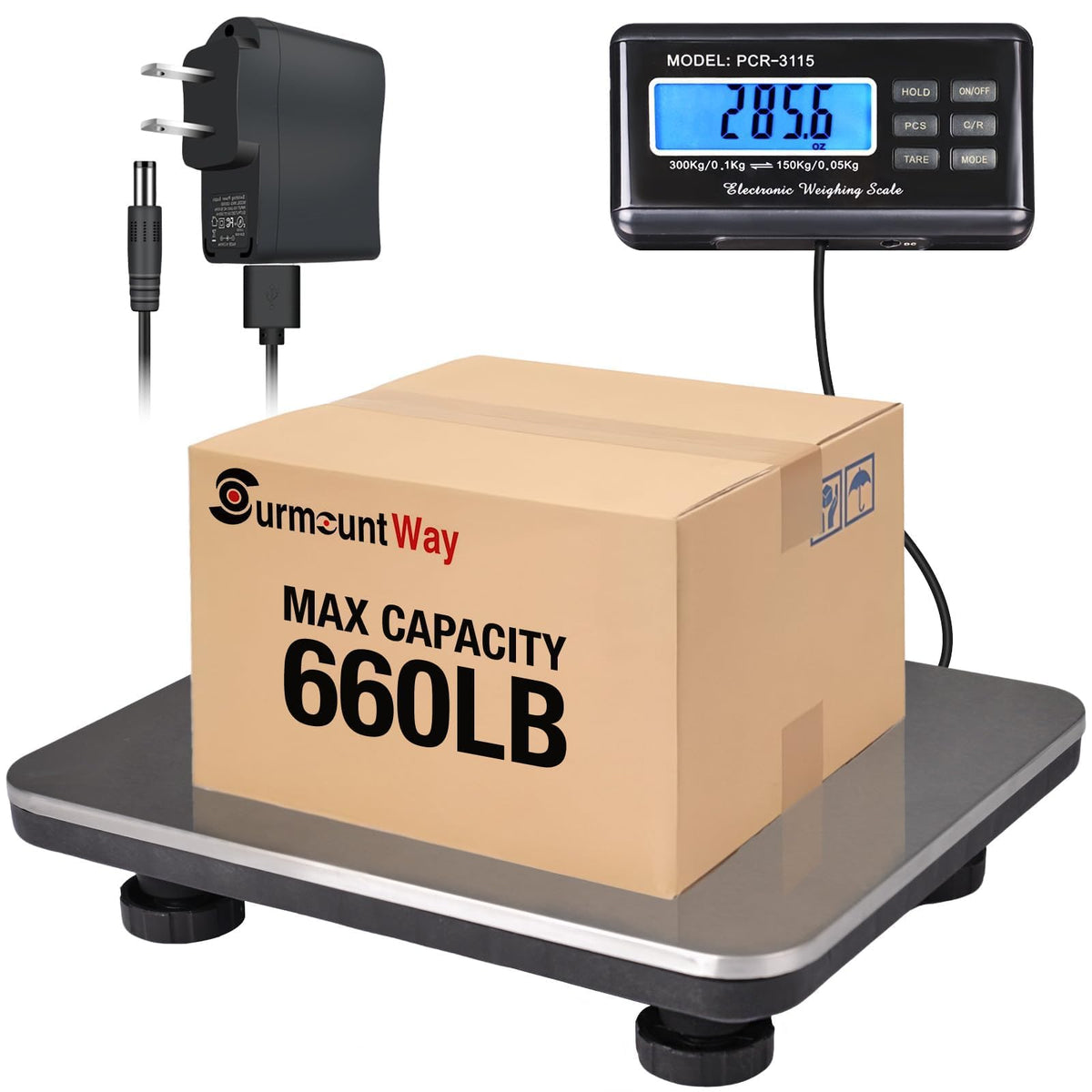 Heavy Duty Shipping Scale 660lbs Stainless Platform L46095