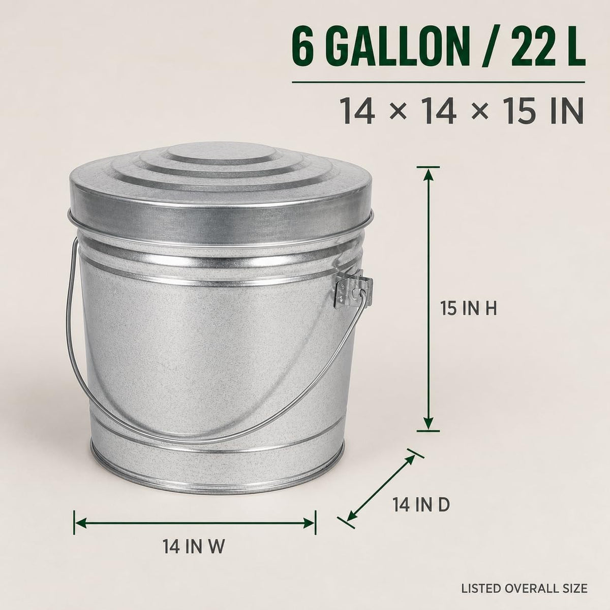 6 Gal Galvanized Steel Storage Can C56779