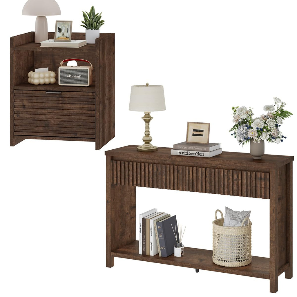 Rustic Oak Console Table with 2 Drawers R77679