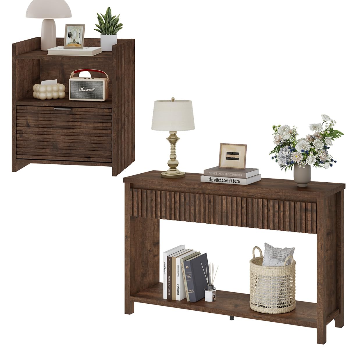 Rustic Oak Console Table with 2 Drawers R77679