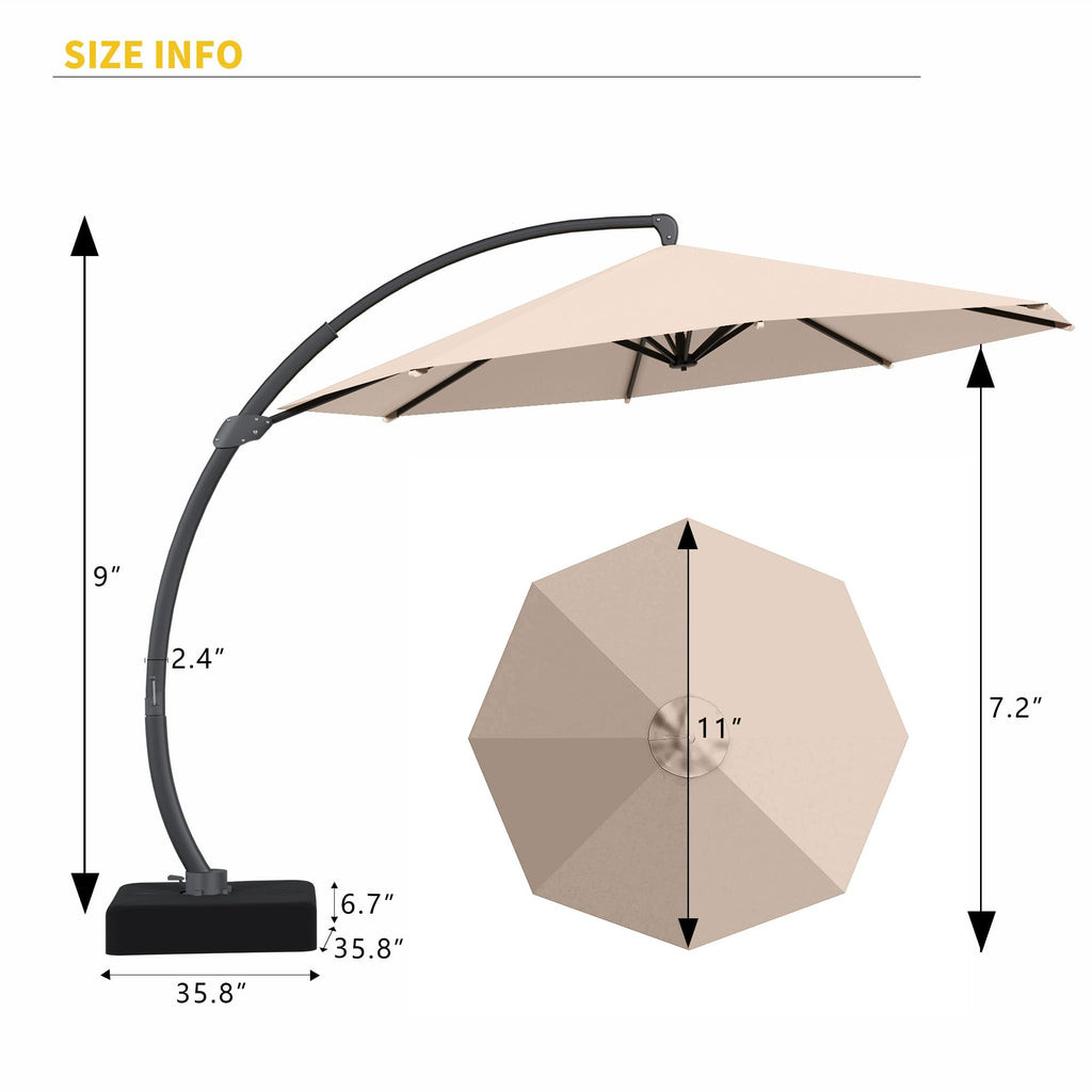 11ft Offset Cantilever Patio Umbrella with Base Y516467