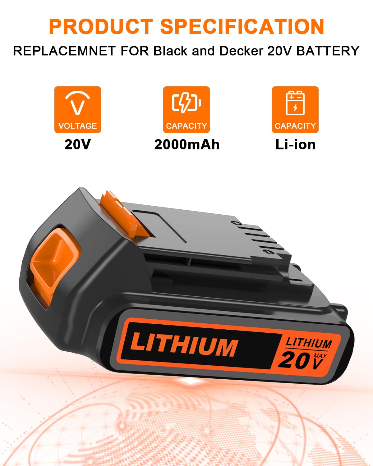 20 Volt MAX 2.0AH Lithium Battery Y780174