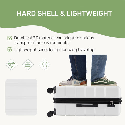 20 Inch White Expandable Hard Shell Carry-On Luggage E1704