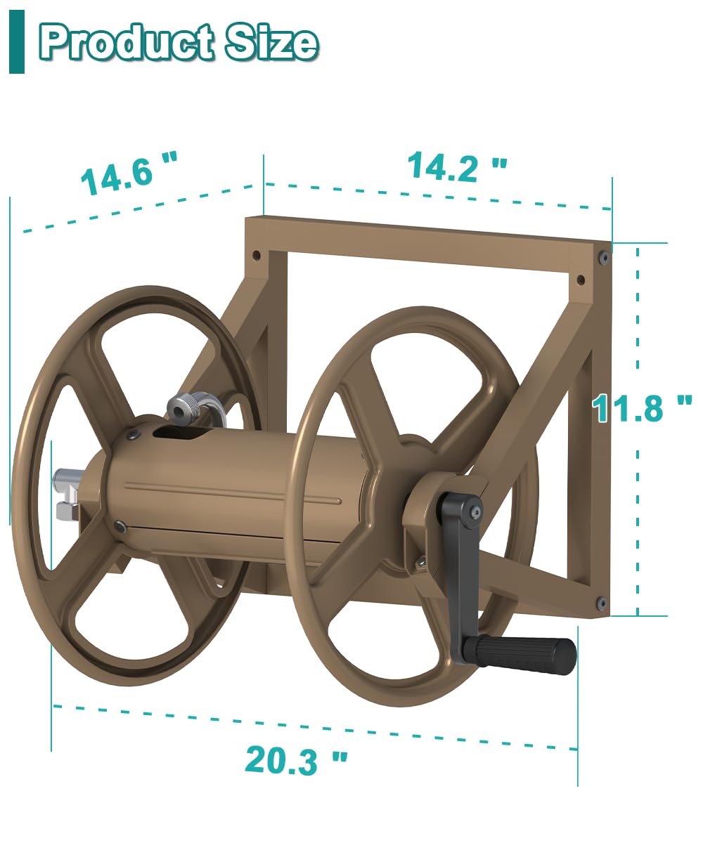 Wall Mounted Metal Garden Hose Reel Holds 125 ft H471