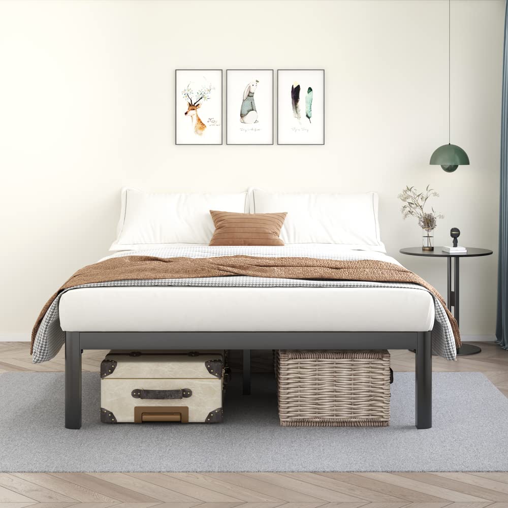 18 Inch Queen Platform Bed Frame with Wooden Slats Y2754