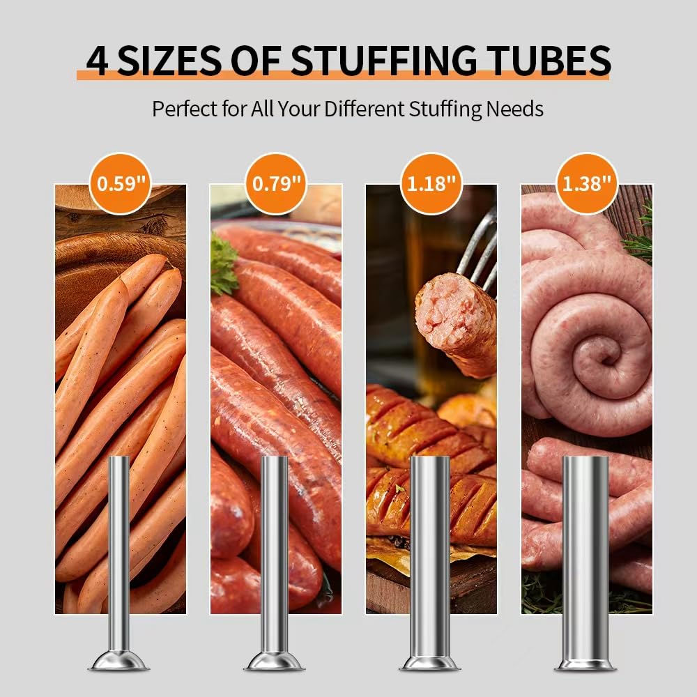 Manual Sausage Stuffer, 11Lbs/5L Meat Stuffer, 4 Stuffing Tubes P172