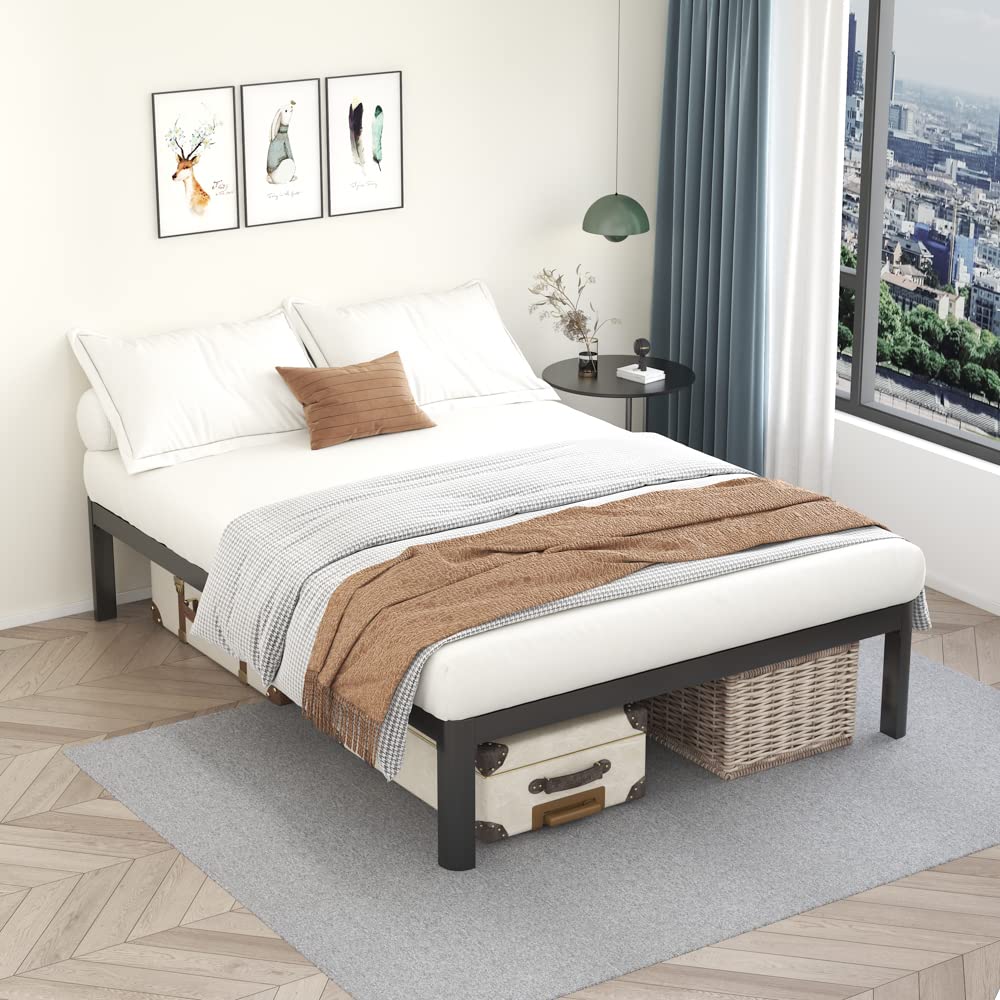18 Inch Queen Platform Bed Frame with Wooden Slats Y2754
