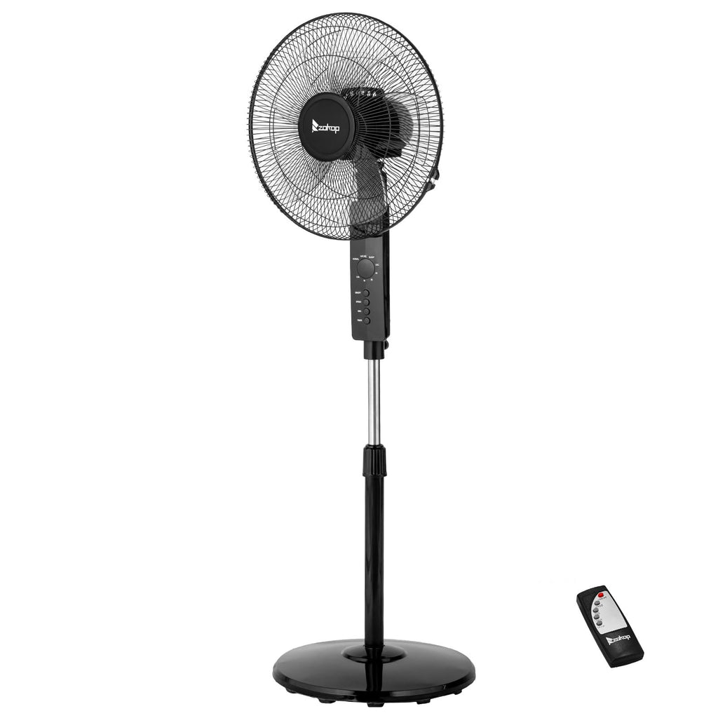 16 inch Oscillating Pedestal Fan with Remote Control, Black M8773