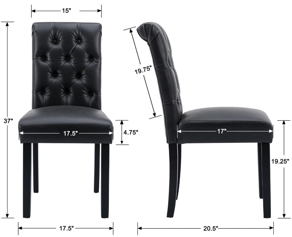Black Set of 4 PU Leather Tufted Dining Chairs L904
