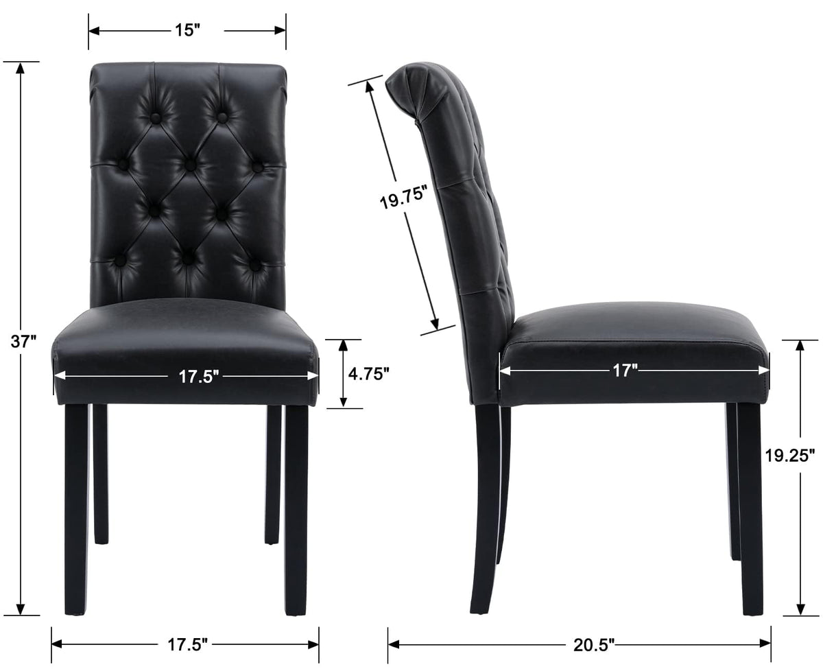 Black Set of 4 PU Leather Tufted Dining Chairs L904
