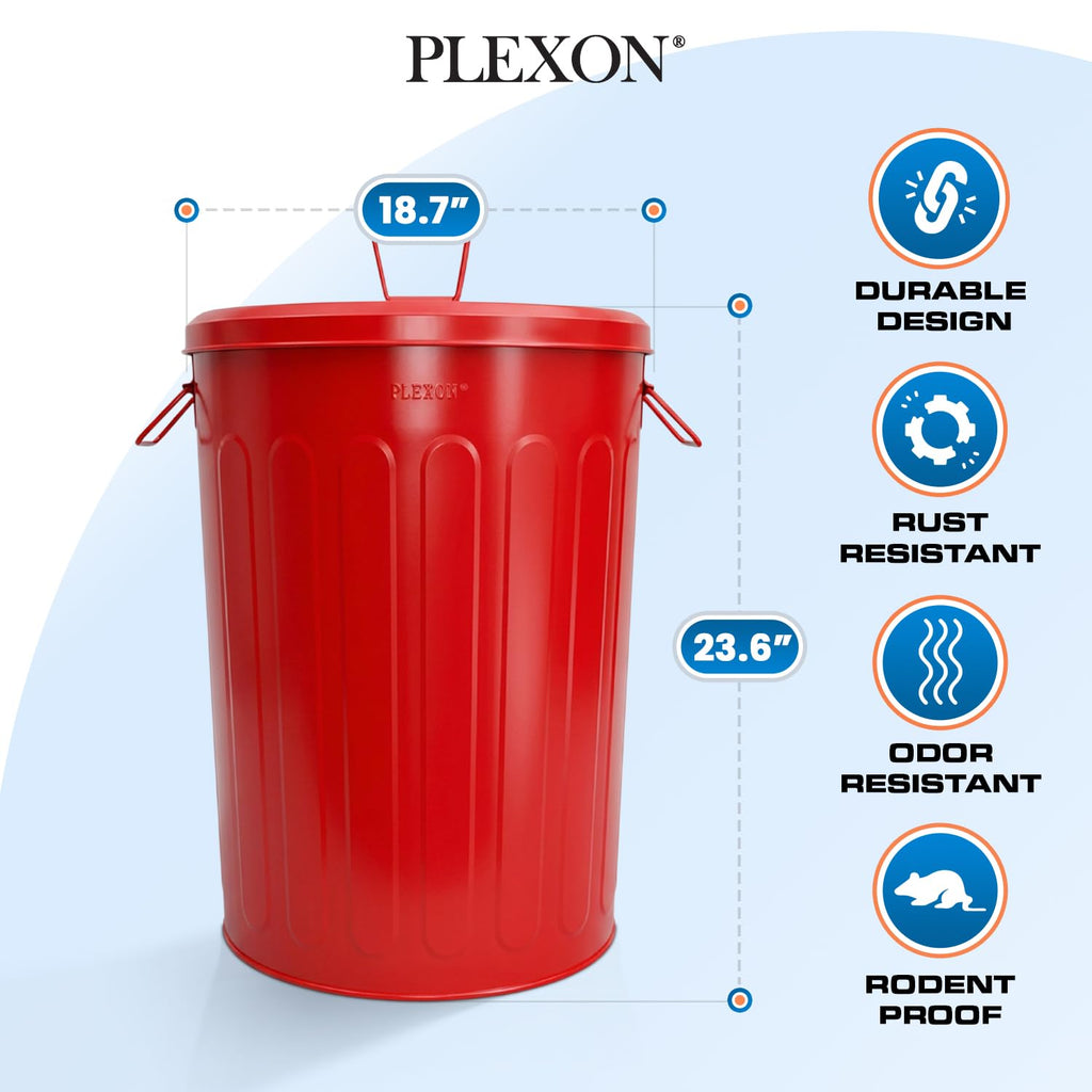 20 Gallon Red Metal Trash Can with Lid T732169