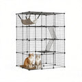4-Tier Metal Wire Cat Cage with Hammock, Platforms & Ramps, Black K632