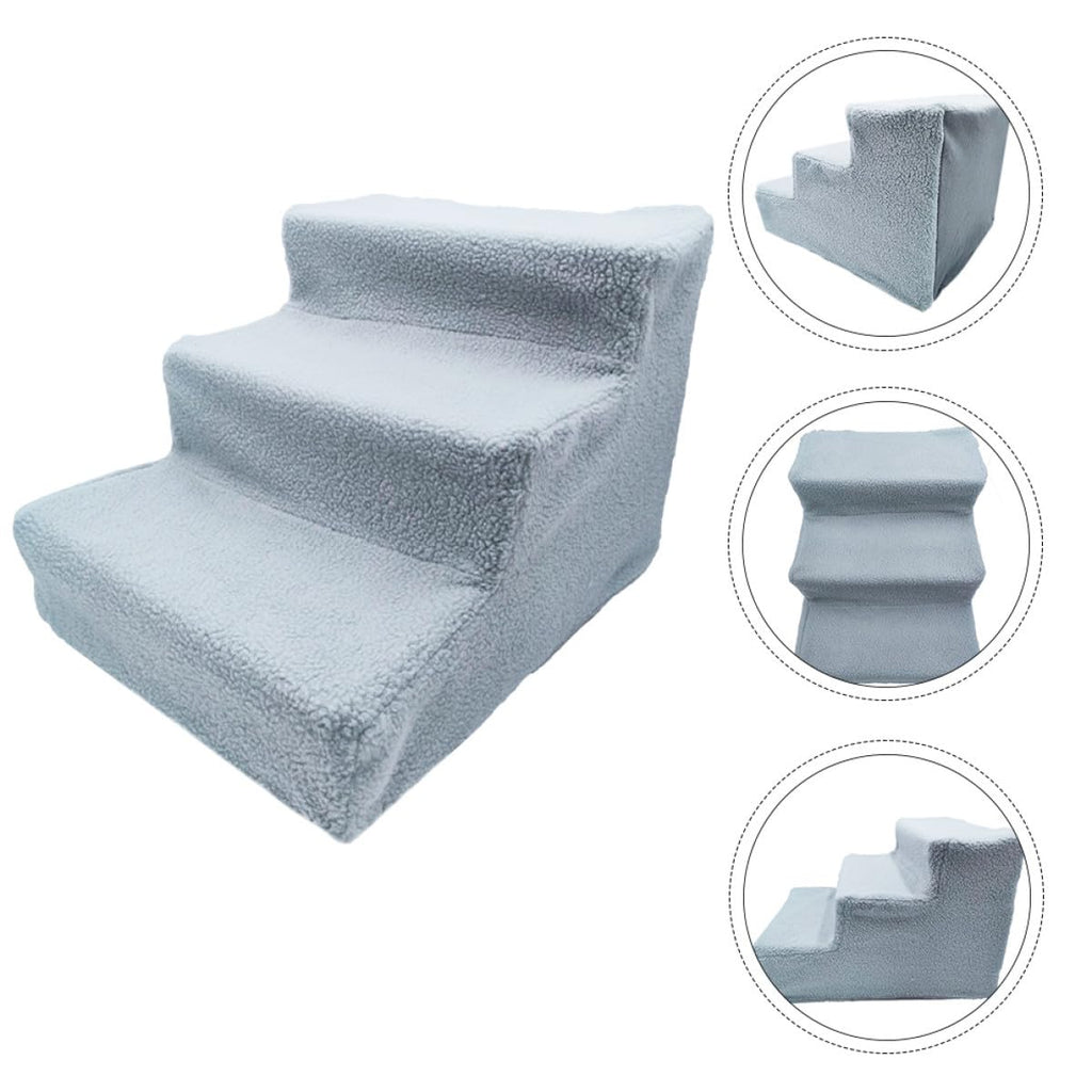 Gray Plush Non-Slip Pet Stairs A202709