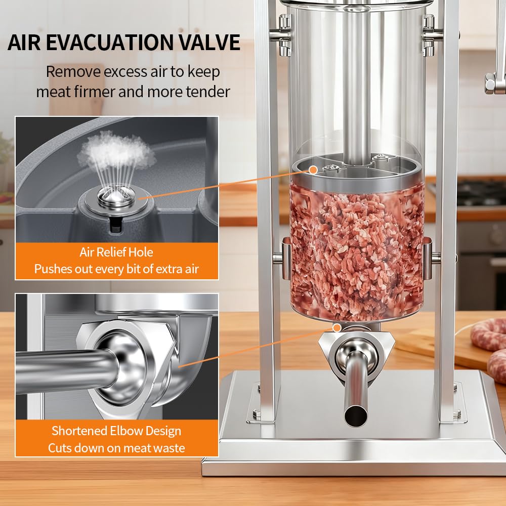 Manual Sausage Stuffer, 11Lbs/5L Meat Stuffer, 4 Stuffing Tubes P172
