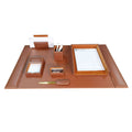 Rustic Brown Leather Desk Set, 7-Piece P774