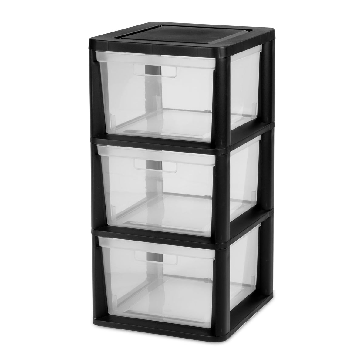 Black 3 Drawer Plastic Storage Tower T247152