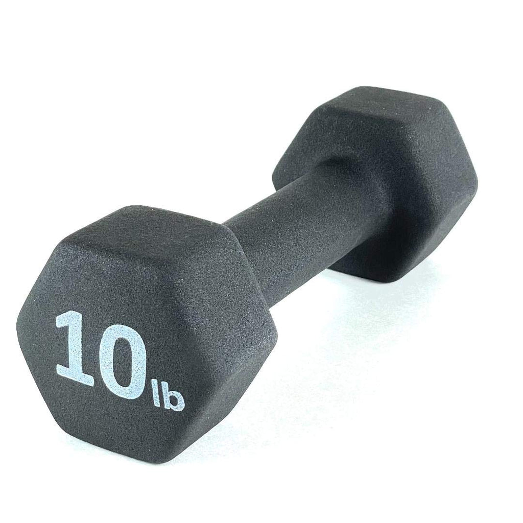 Black 10LB Set of 2 Neoprene Coated Hex Dumbbell F782