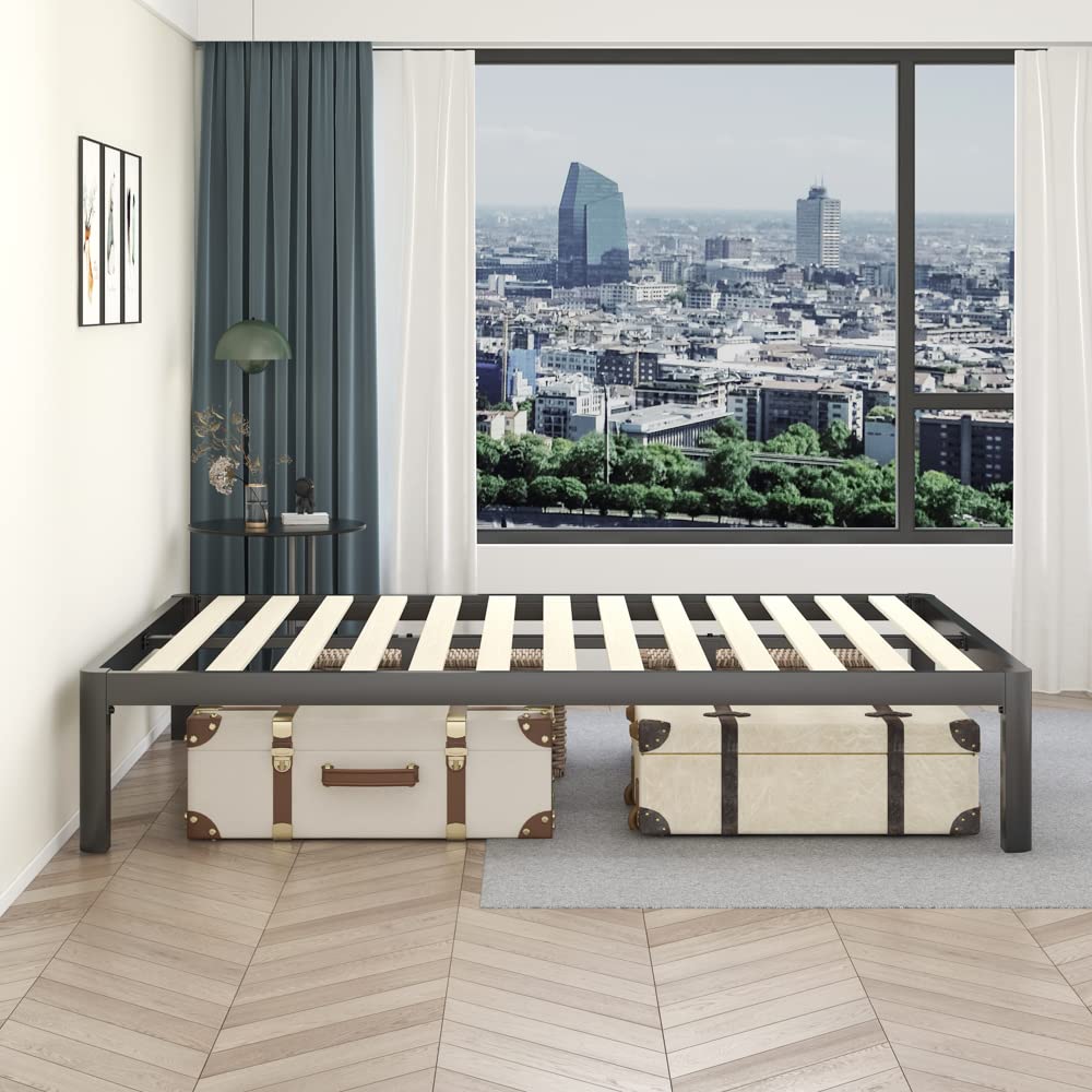 18 Inch Queen Platform Bed Frame with Wooden Slats Y2754