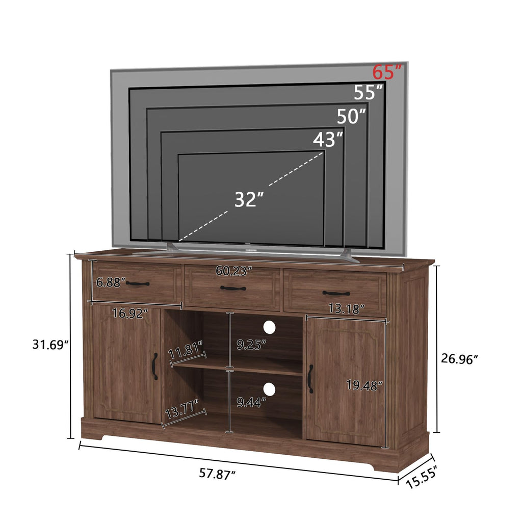 Mid Century Wood TV Stand with 3 Drawers R94045
