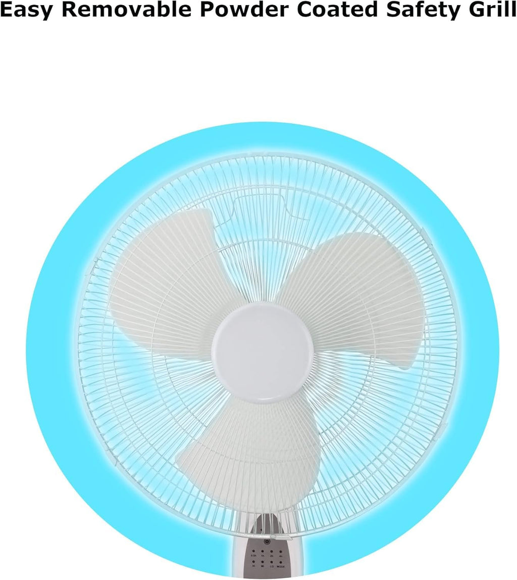 16-Inch Oscillating Stand Fan with Remote Control, White D430017