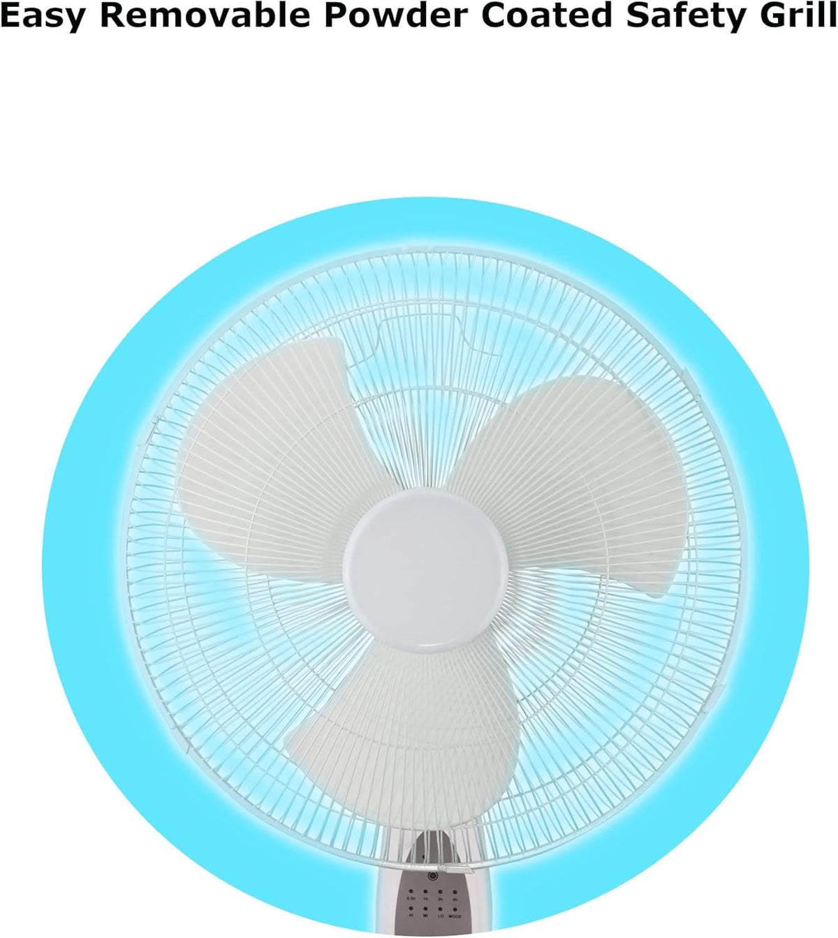 16-Inch Oscillating Stand Fan with Remote Control, White D430017