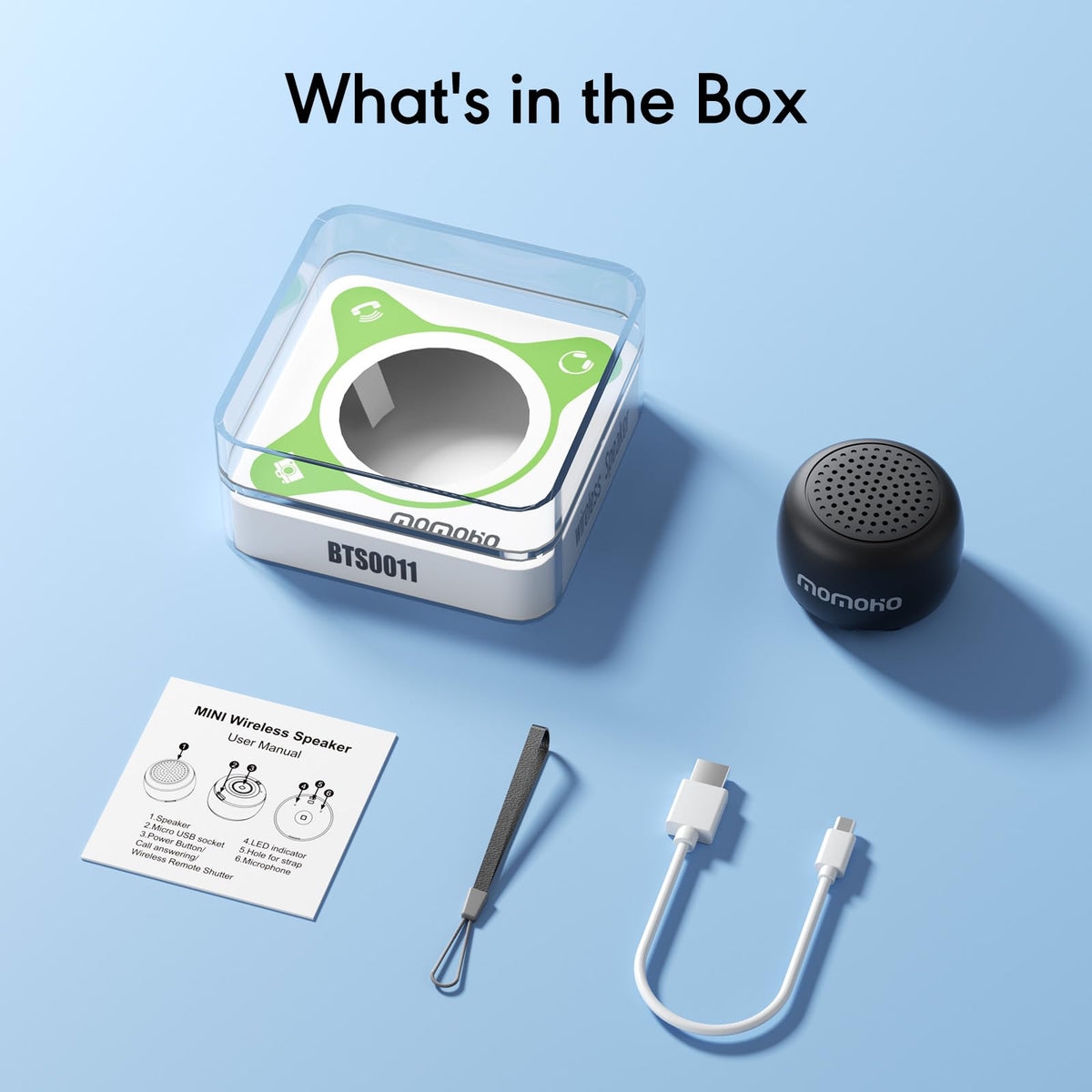 Black Mini Bluetooth Speaker with Built-in Mic V41549