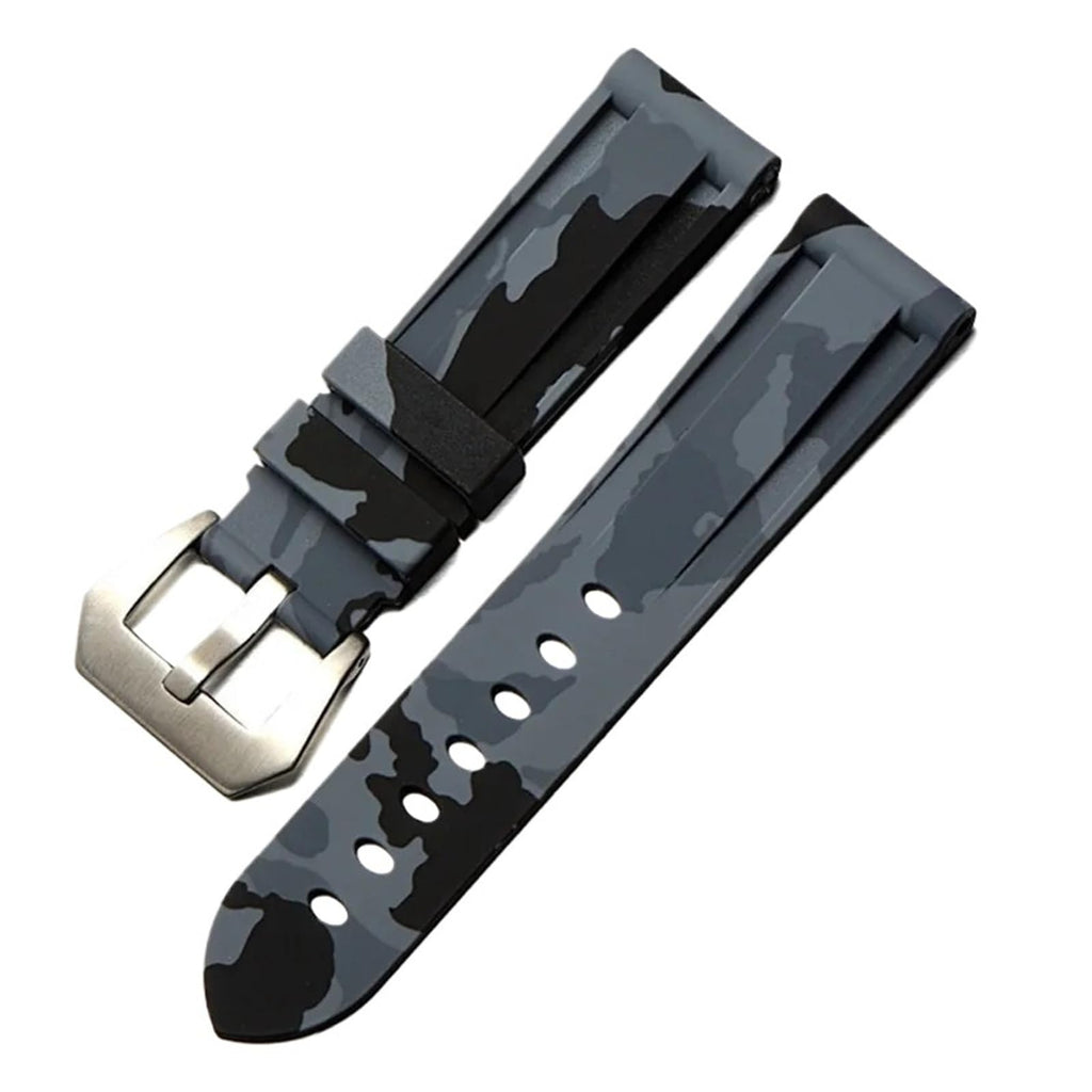 Camo Blue Grey Rubber Silicone Watch Band A27460