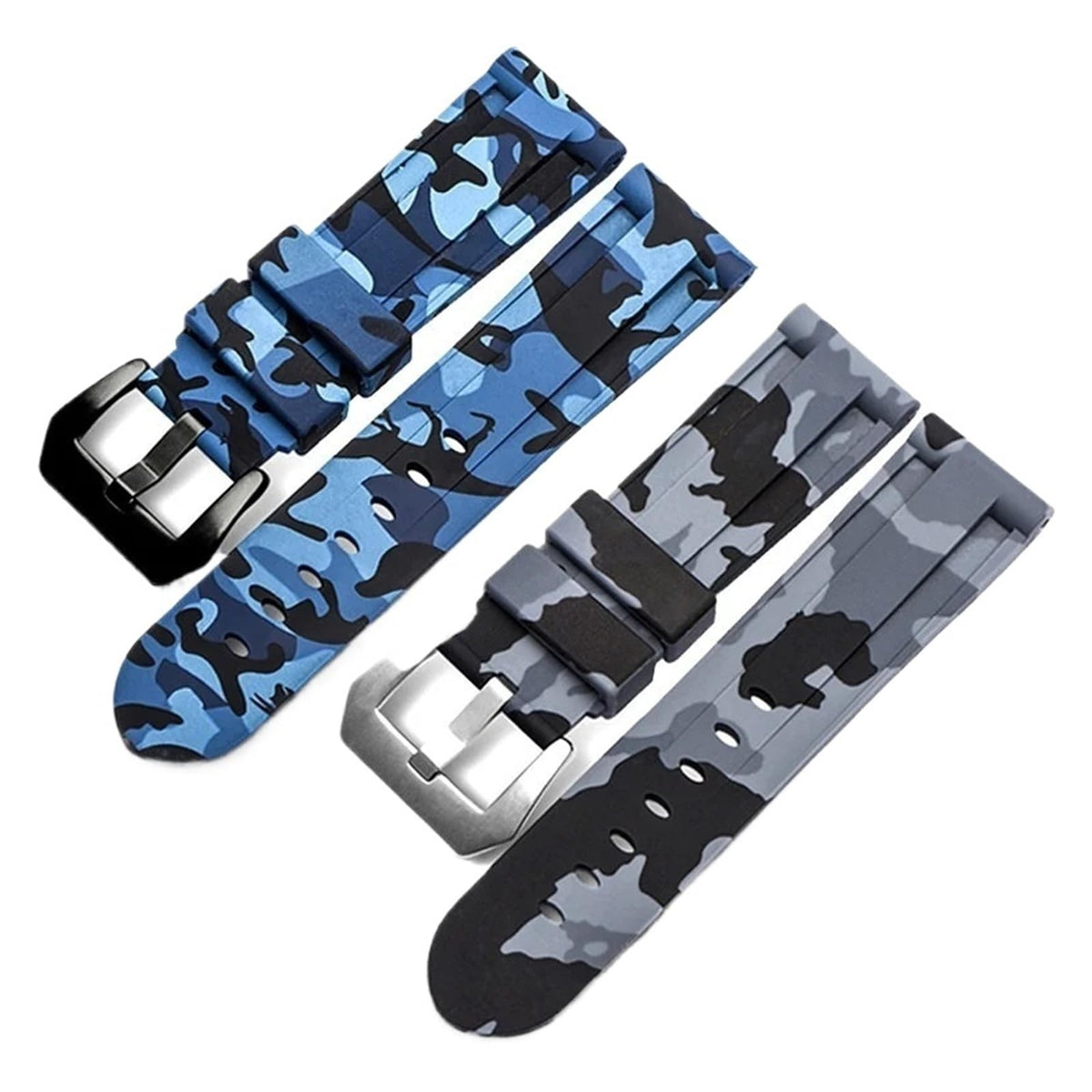 Camo Blue Grey Rubber Silicone Watch Band A27460