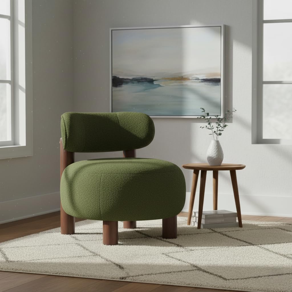Green Boucle Accent Chair Set of 2 A4026