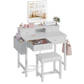 White Makeup Vanity Desk with Mirror and Lights, Chair and Drawers V441023