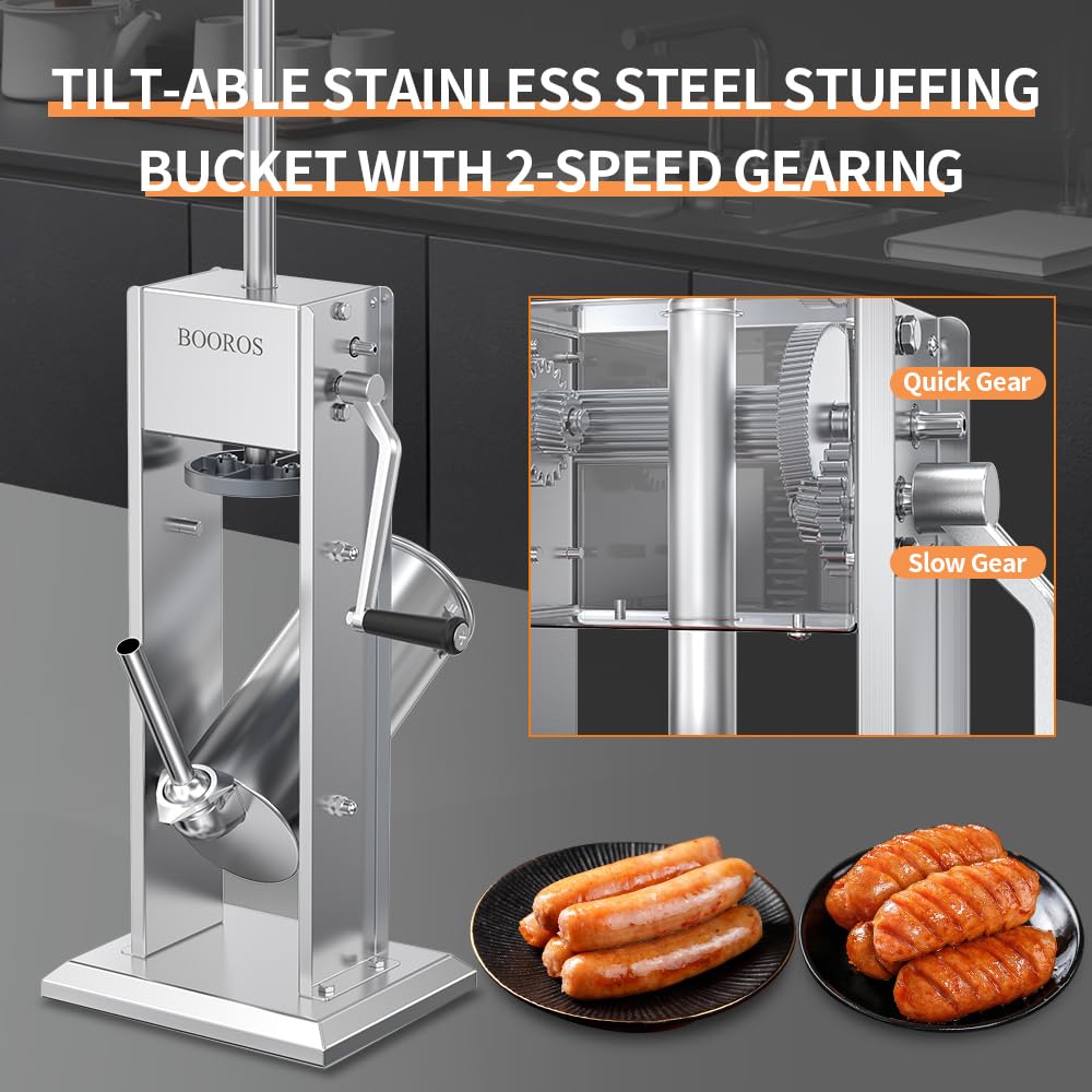 Manual Sausage Stuffer, 11Lbs/5L Meat Stuffer, 4 Stuffing Tubes P172