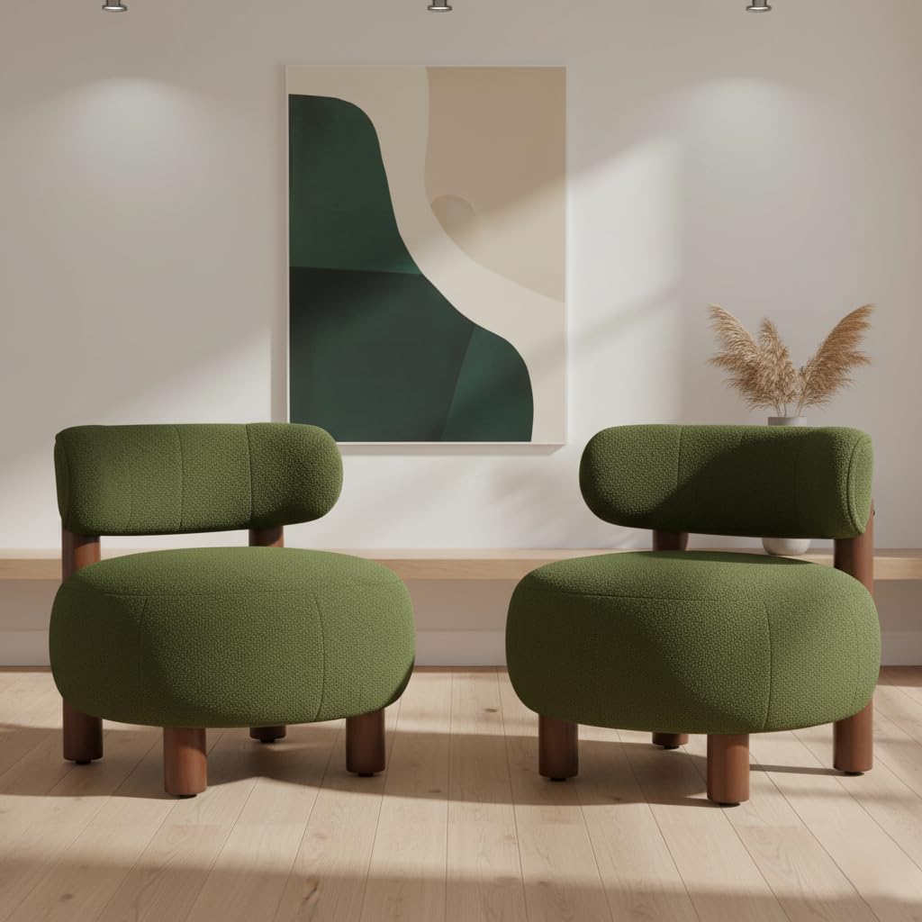 Green Boucle Accent Chair Set of 2 A4026