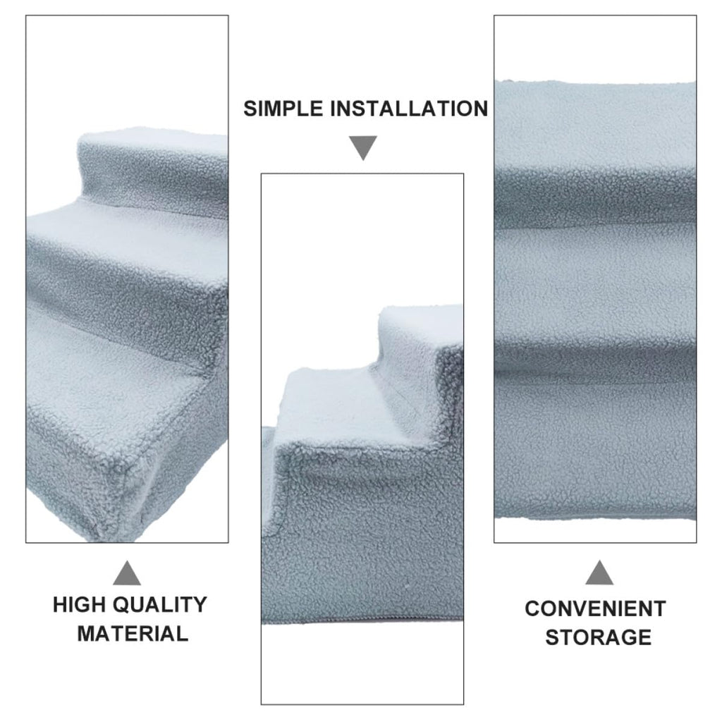 Gray Plush Non-Slip Pet Stairs A202709