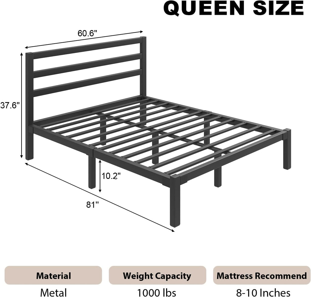 Queen Metal Platform Bed Frame with Headboard S3313