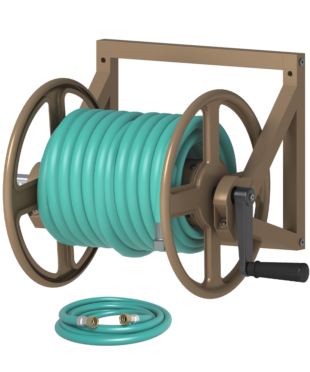 Wall Mounted Metal Garden Hose Reel Holds 125 ft H471