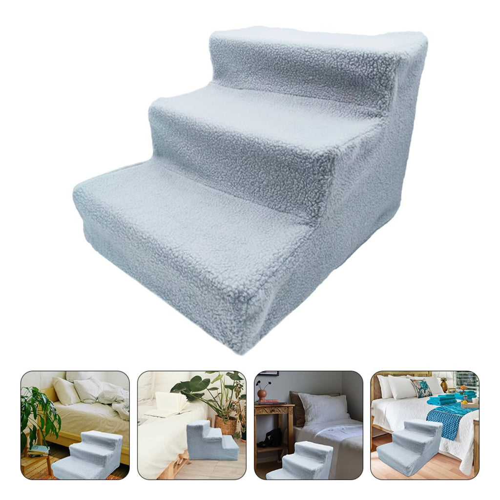 Gray Plush Non-Slip Pet Stairs A202709