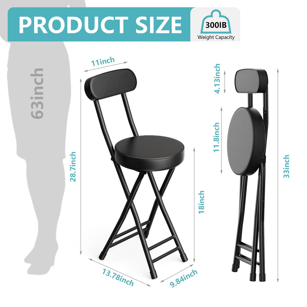 Cushioned Black Folding Stool Y8806